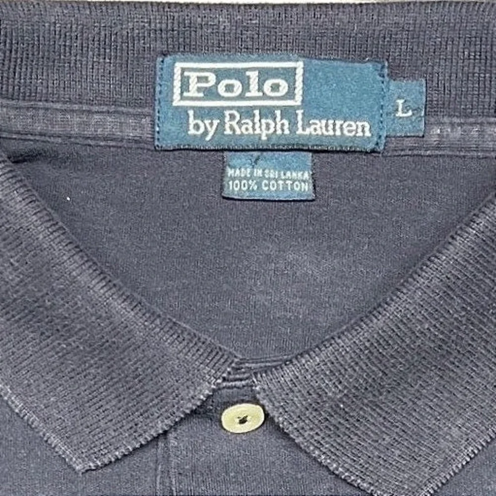 Vintage Y2K Polo Ralph Lauren‎ Long Sleeve Polo Navy Men's Large EUC